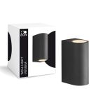 D'Lite Wandlamp Vossem Aluminium Zwart Up & Down| IP54 - Geschikt Voor 2x GU10