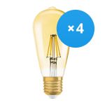 Voordeelpak 4x Osram Vintage 1906 LED E27 Peer Helder 6.5W 725lm - 824 Zeer Warm Wit | Dimbaar - Vervangt 55W