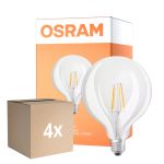Voordeelpak 4x Osram SuperStar LED E27 Globe 125mm Filament Helder 7W 806lm - 822-827 Dim To Warm | Dimbaar - Vervangt 60W