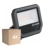Voordeelpak 4x Ledvance LED Floodlight Aluminium Zwart 17W 2400lm 100D - 840 Koel Wit | IP66 - Symmetrisch